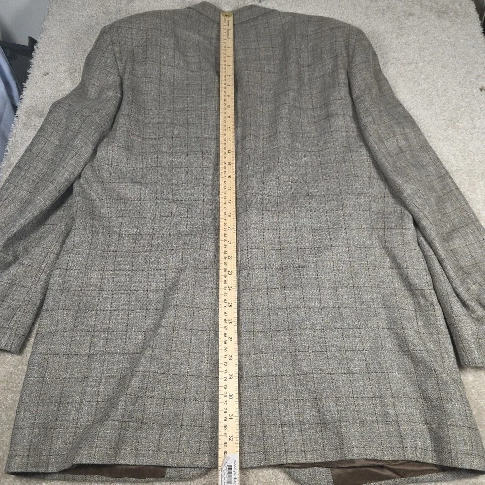 Lauren Ralph Lauren Blazer Mens 43T Tan Silk Linen Wool Glen Plaid Sprt Coat NEW - Picture 6 of 11